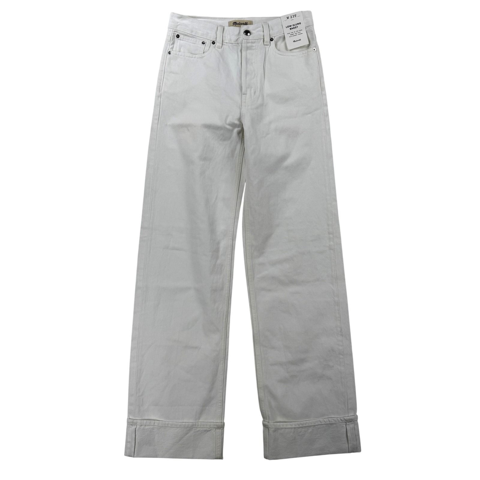 Madewell Low-Slung Baggy Wide Leg Jeans Womens 23t White 100% Cotton Denim Nwt